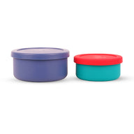 Set of 2 Round Silicone Bento Boxes Lunch Container