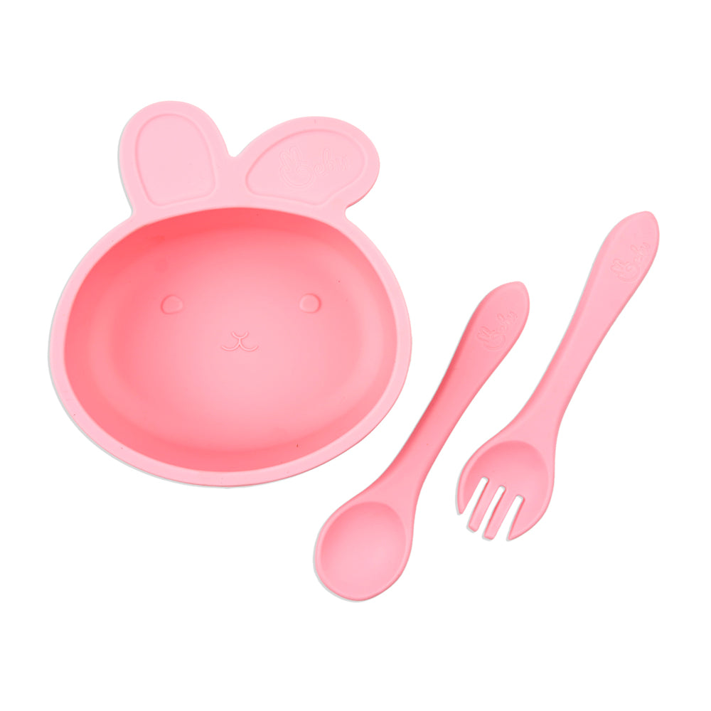 Silicone Baby Feeding Set, Suction Bowl, Divided Plate, Straw Sippy Cup, Bib, Spoon, Fork, Infant Self Feeding Eating Utensils (Pack of 7)