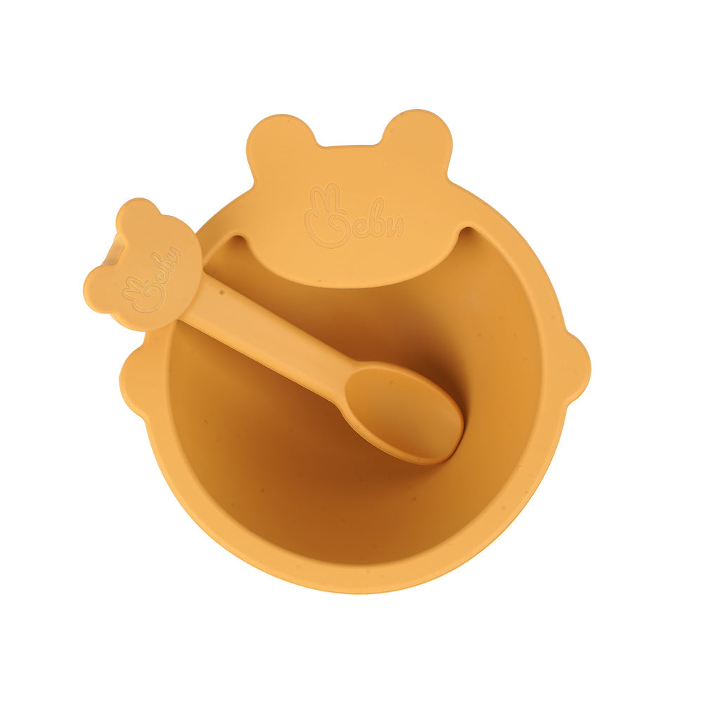 Silicone Self-Feeding Bowl and Spoon Set yellow