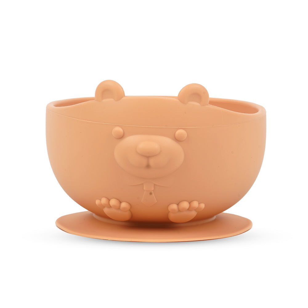 Baby Bear Cub Silicone Suction Bowl Peach