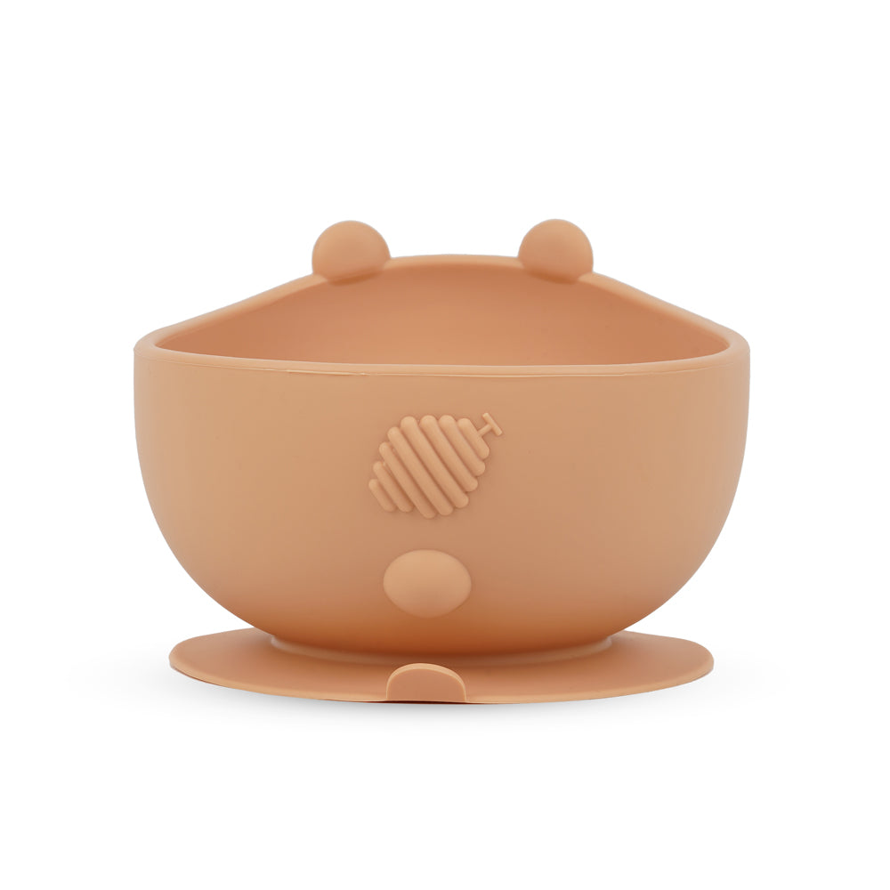 Baby Bear Cub Silicone Suction Bowl Peach back view