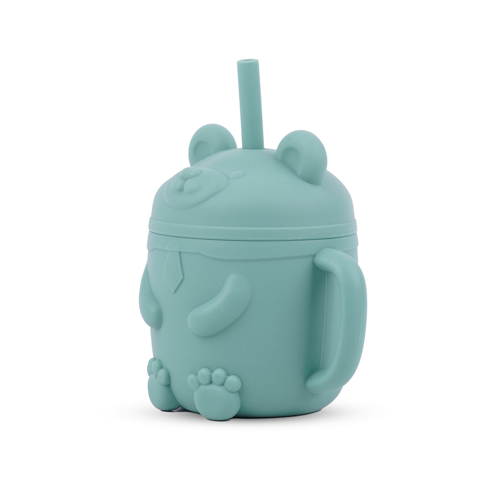 Bear Cub Silicone Training Cup for Infants - Teal color