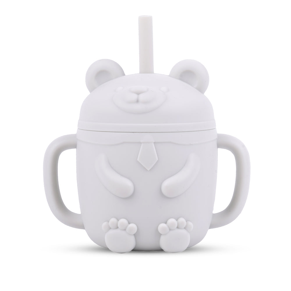 Bear Cub Silicone Training Cup for Infants - White