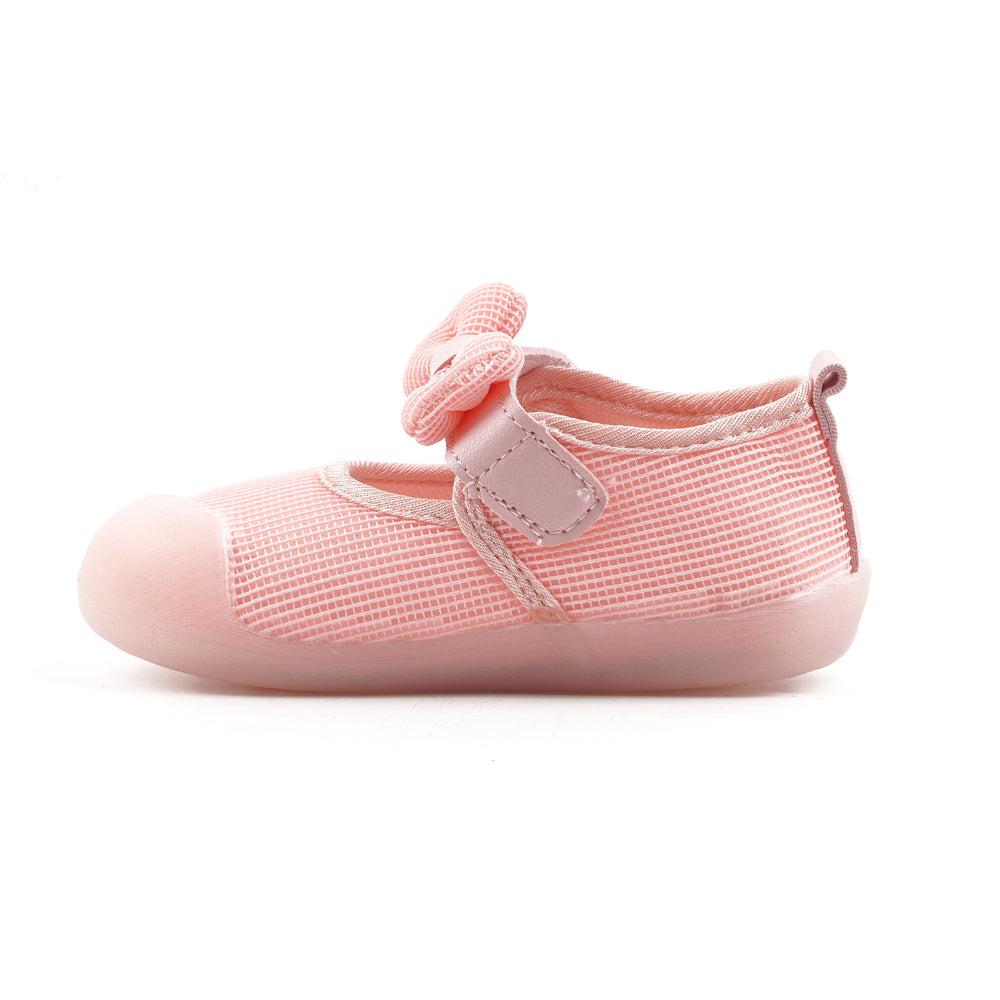 Girl Bow Dress Infant Soft Sole Shoes Pink color